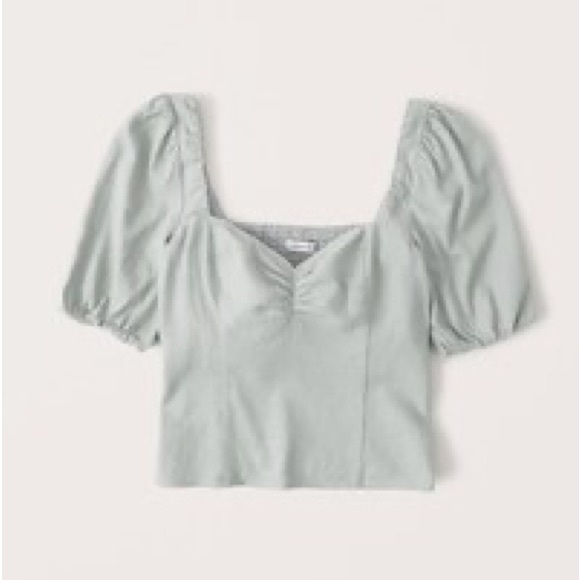 Abercrombie & Fitch Tops - Nwt Short-Sleeve Cinched Linen-Blend Top